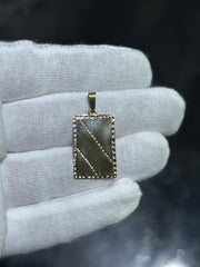 LIV 14k Yellow Gold Diamond Cut Rectangular Design Engravable Charm Pendant 1.7 Gram