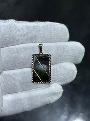 LIV 14k Yellow Gold Diamond Cut Rectangular Design Engravable Charm Pendant 1.7 Gram