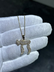 LIV 14k Yellow Gold Diamond Chai Life Large Pave Design Necklace 20" Cable Chain