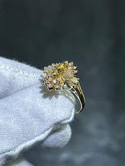 LIV 14k Yellow Gold Diamond Vintage Cocktail Design Cluster Halo Ring Size 8.25 Gift