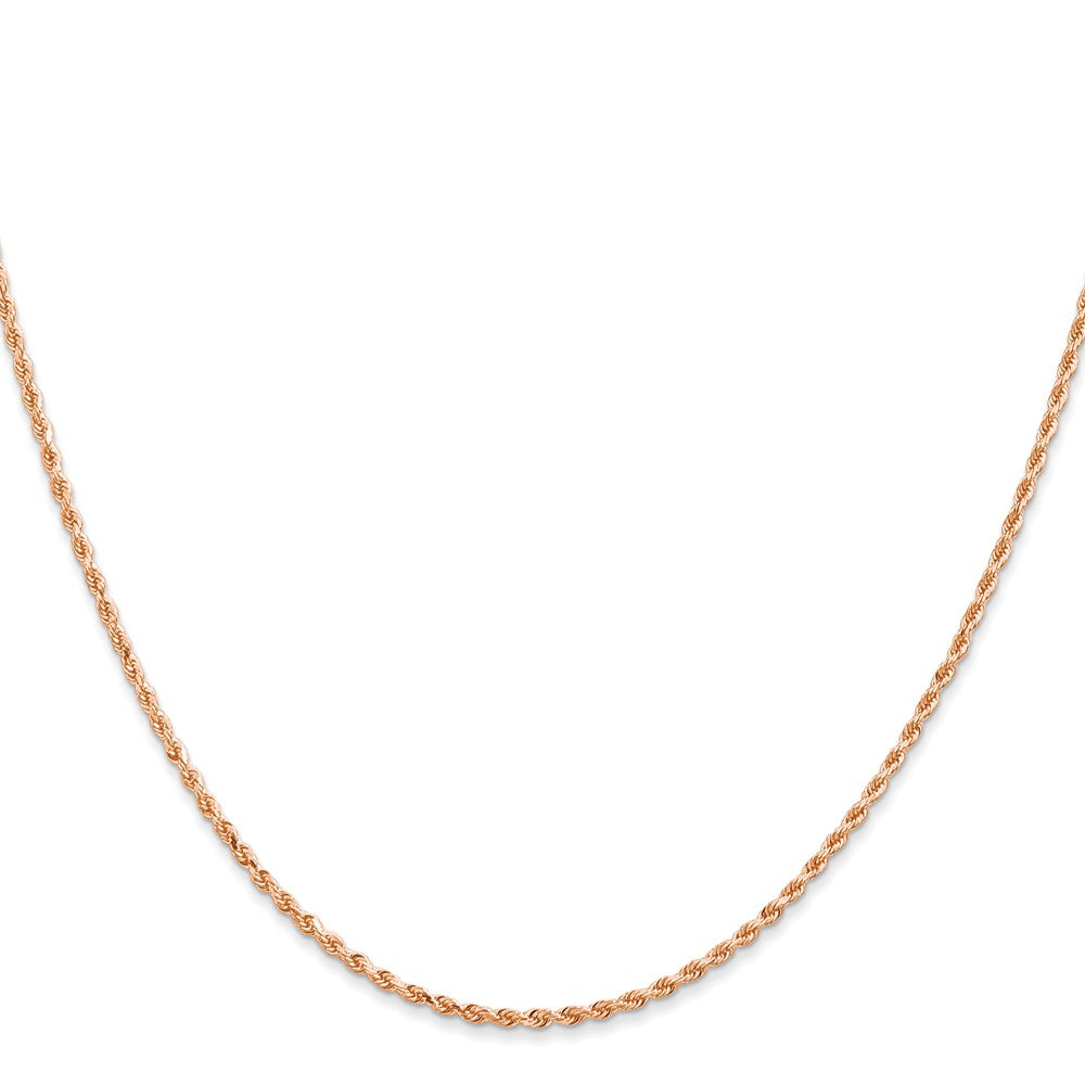 14K Rose Gold 14 inch 1.5mm Diamond-cut Rope with Lobster Clasp Chain