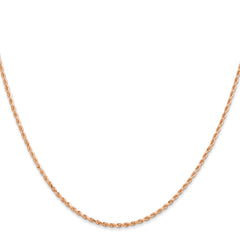 14K Rose Gold 14 inch 1.5mm Diamond-cut Rope with Lobster Clasp Chain