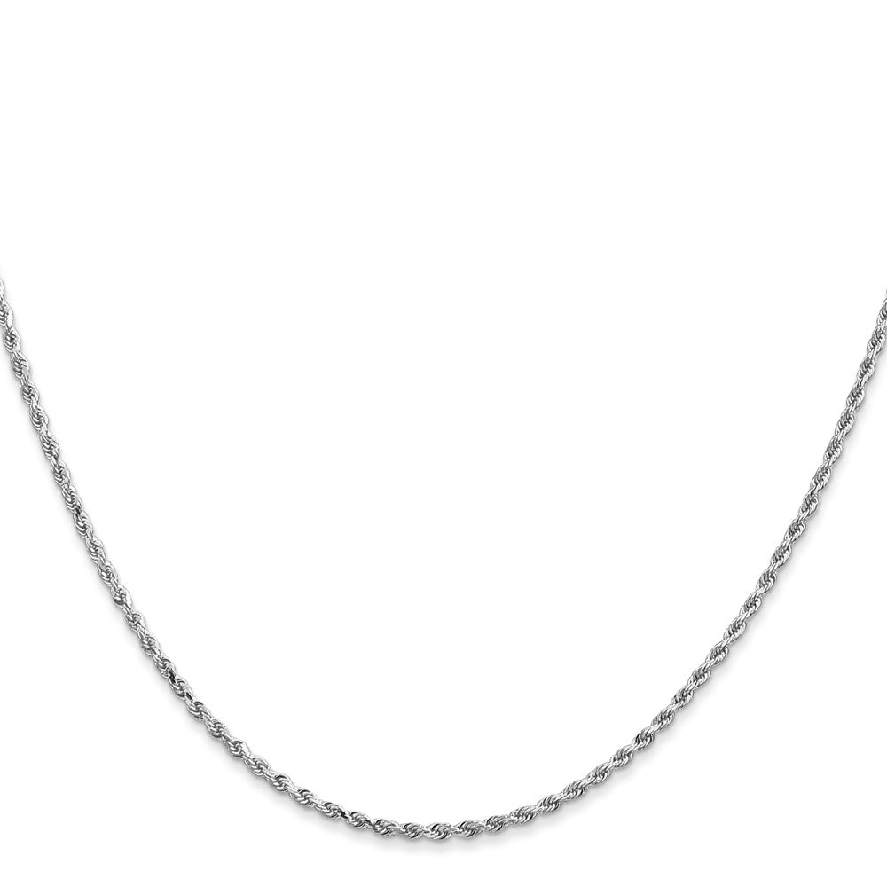 14K White Gold 14 inch 1.5mm Diamond-cut Rope with Lobster Clasp Chain