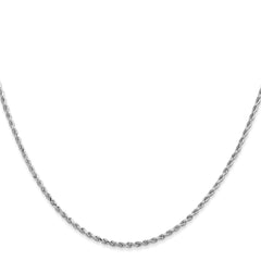 14K White Gold 24 inch 1.5mm Diamond-cut Rope with Lobster Clasp Chain