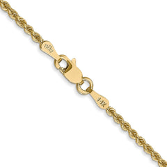 14K 24 inch 2mm Regular Rope with Lobster Clasp Chain