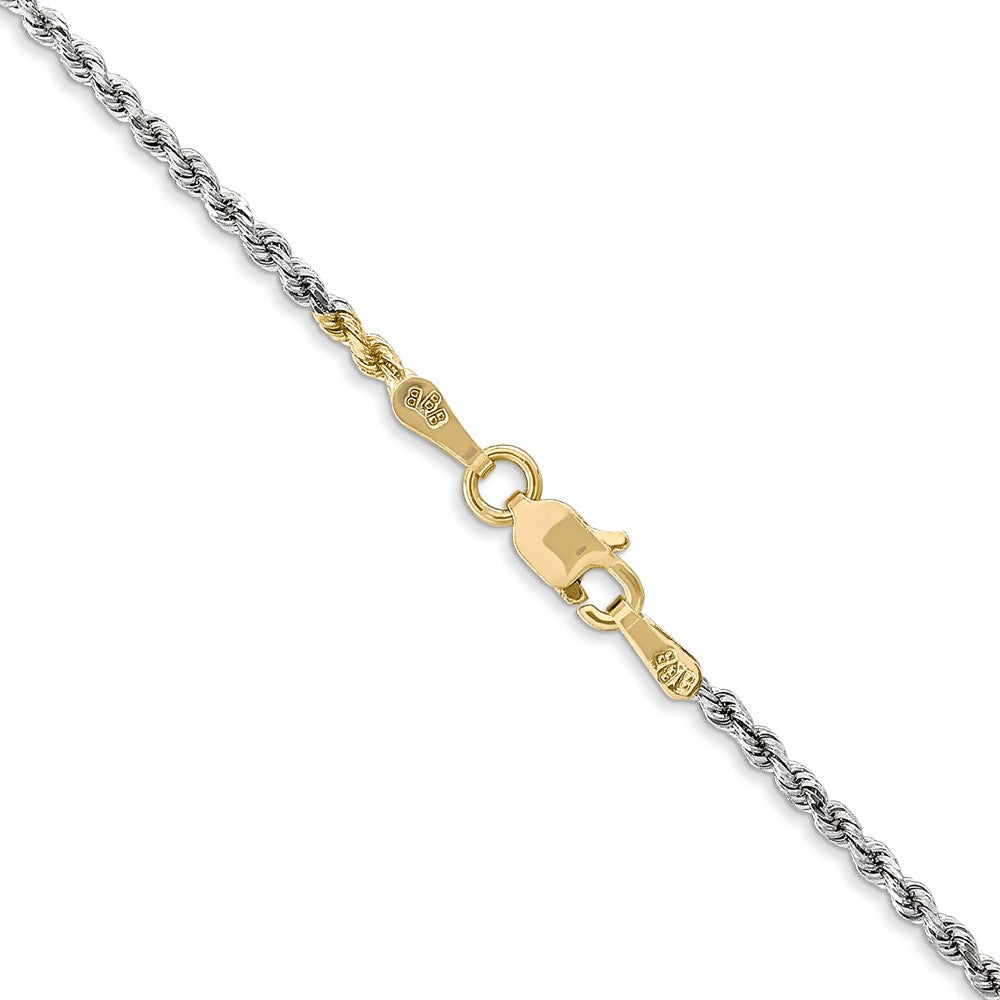 14K Tri-colored 16 inch 1.75mm Diamond-cut Rope with Lobster Clasp Chain