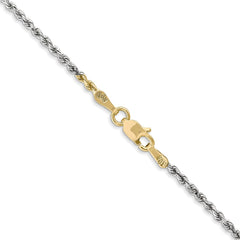 14K Tri-colored 20 inch 1.75mm Diamond-cut Rope with Lobster Clasp Chain