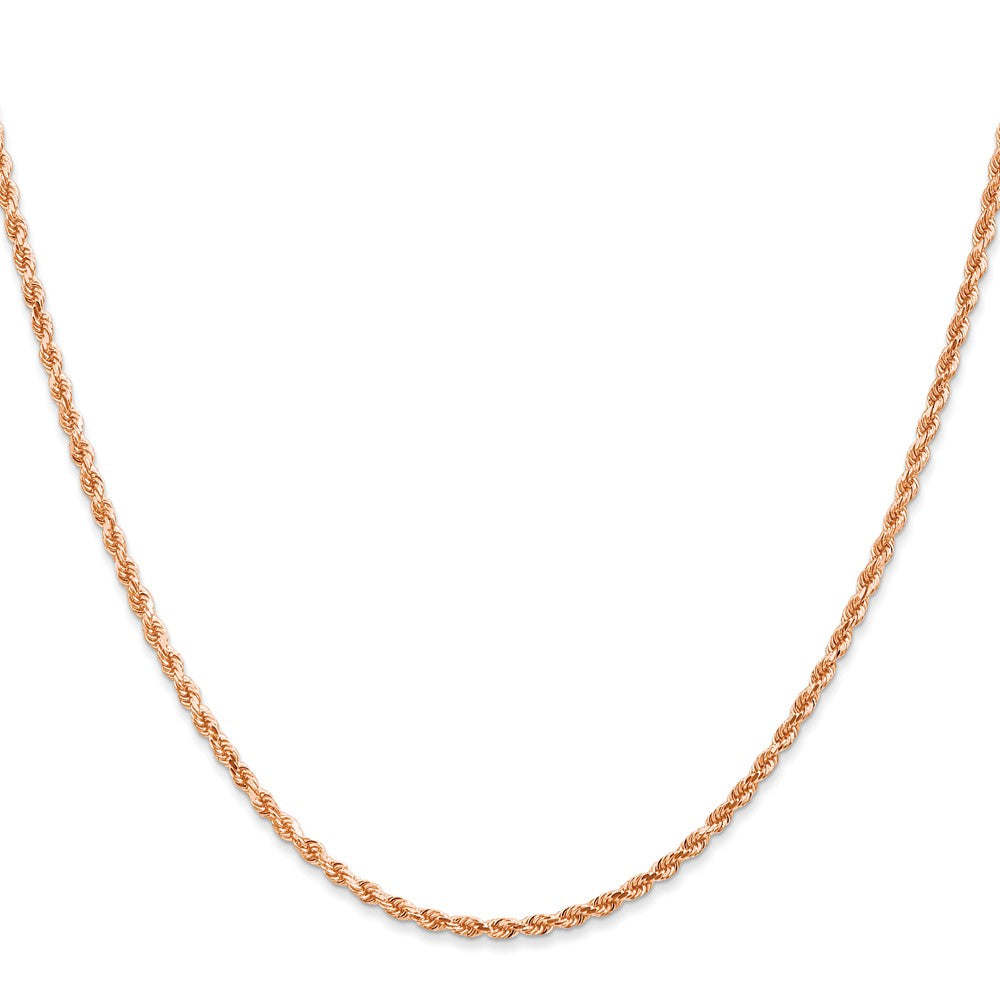 14K Rose Gold 24 inch 2mm Diamond-cut Rope with Lobster Clasp Chain