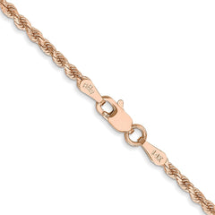 14K Rose Gold 30 inch 2mm Diamond-cut Rope with Lobster Clasp Chain