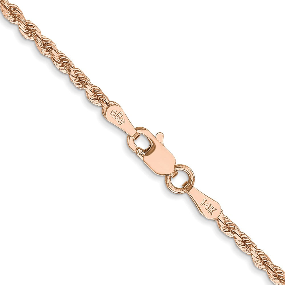 14K Rose Gold 24 inch 2mm Diamond-cut Rope with Lobster Clasp Chain