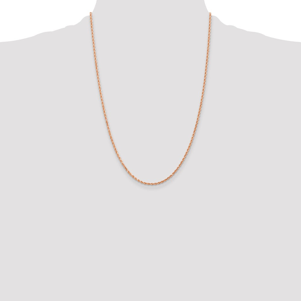 14K Rose Gold 24 inch 2mm Diamond-cut Rope with Lobster Clasp Chain