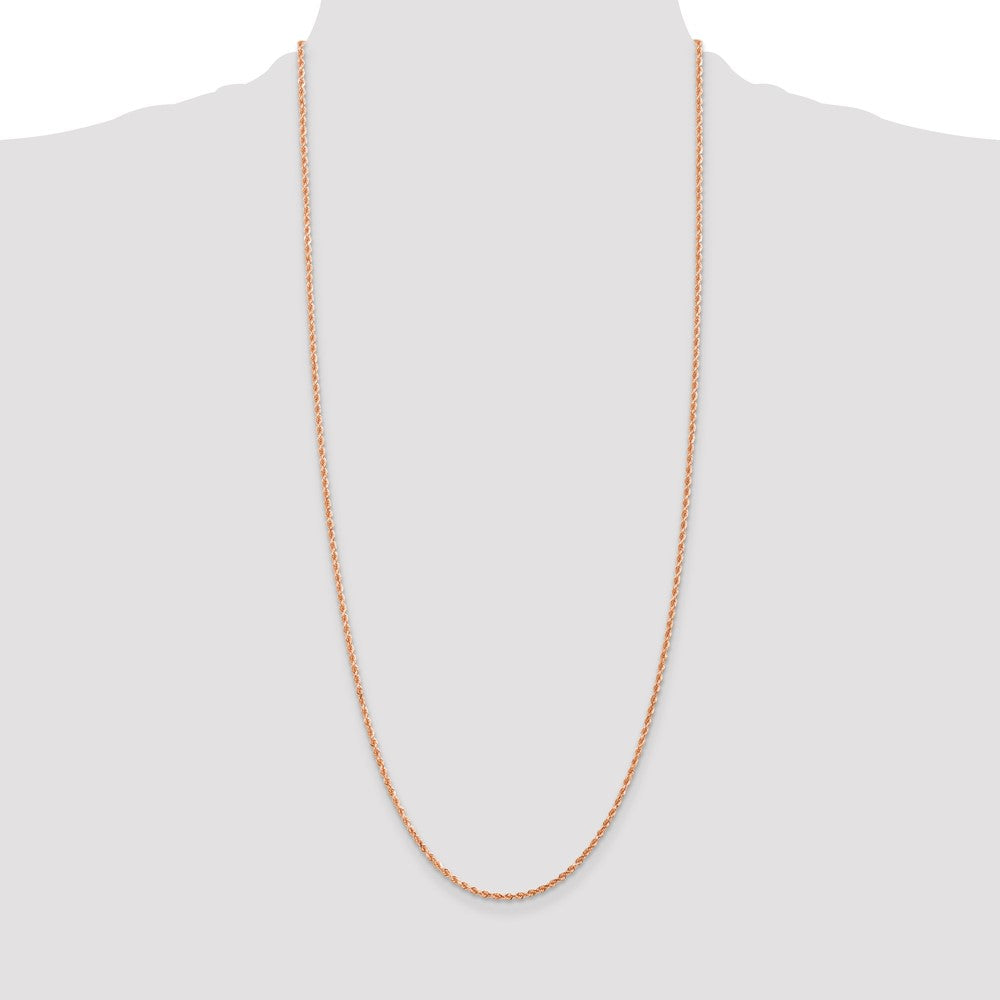 14K Rose Gold 30 inch 2mm Diamond-cut Rope with Lobster Clasp Chain