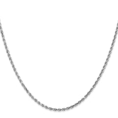 14K White Gold 30 inch 2mm Diamond-cut Rope with Lobster Clasp Chain