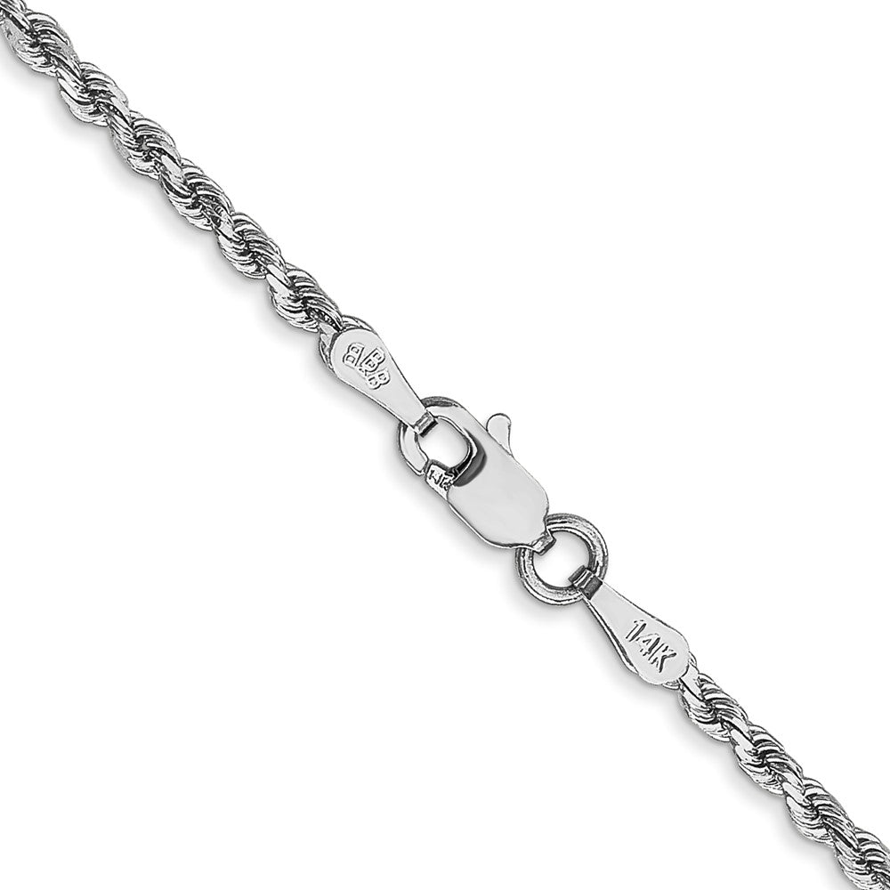 14K White Gold 28 inch 2mm Diamond-cut Rope with Lobster Clasp Chain