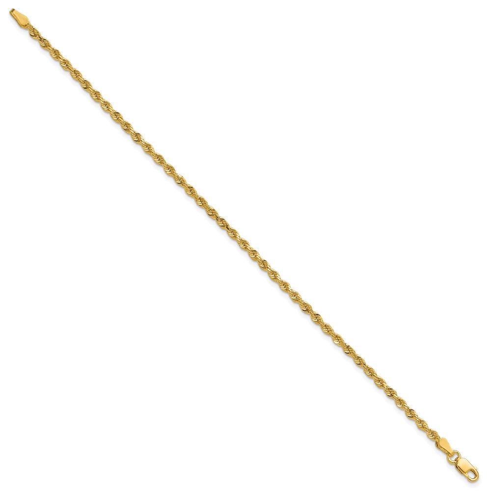 14K 8 inch 2.25mm Diamond-cut Rope with Lobster Clasp Chain