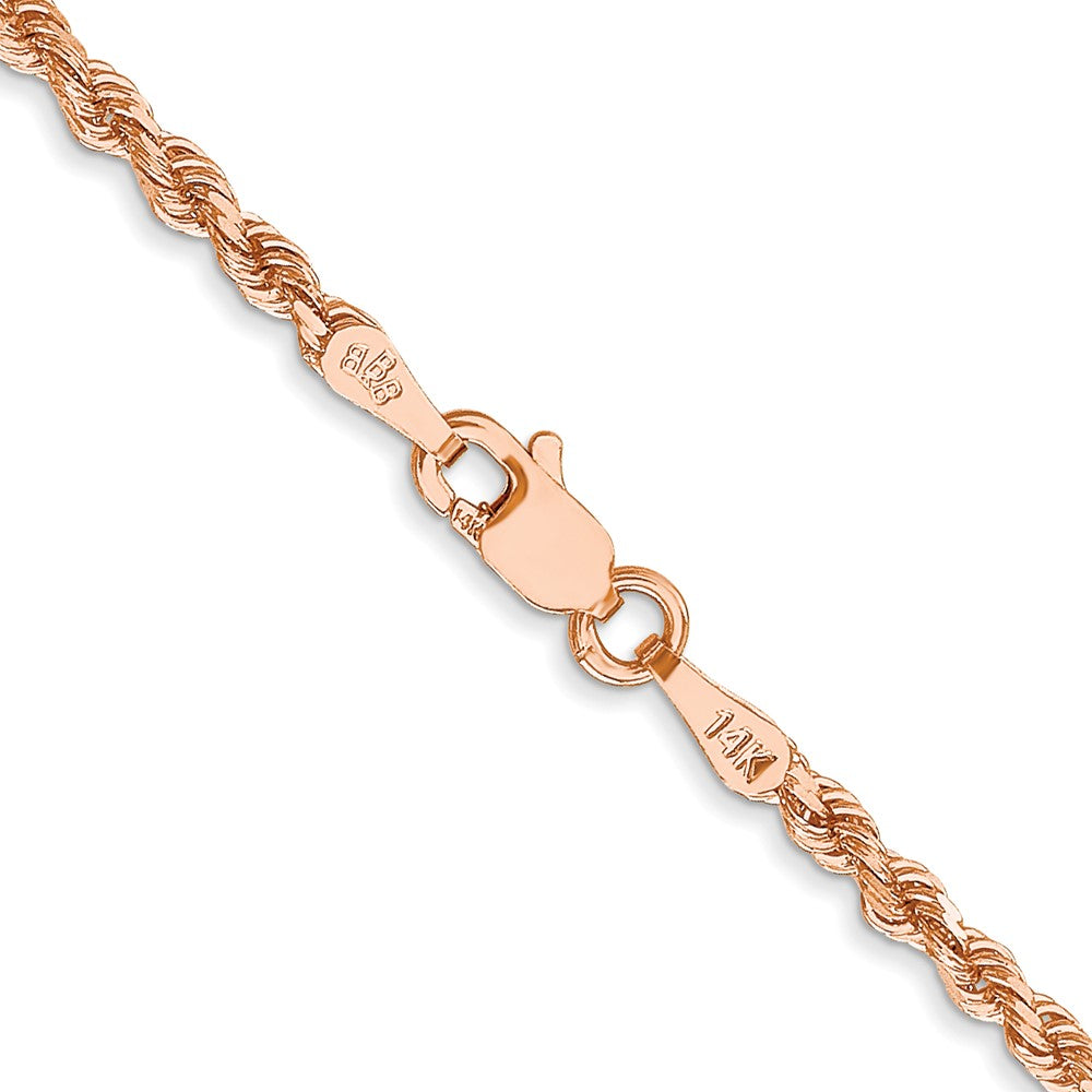 14K Rose Gold 18 inch 2.25mm Diamond-cut Rope with Lobster Clasp Chain