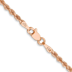 14K Rose Gold 20 inch 2.25mm Diamond-cut Rope with Lobster Clasp Chain