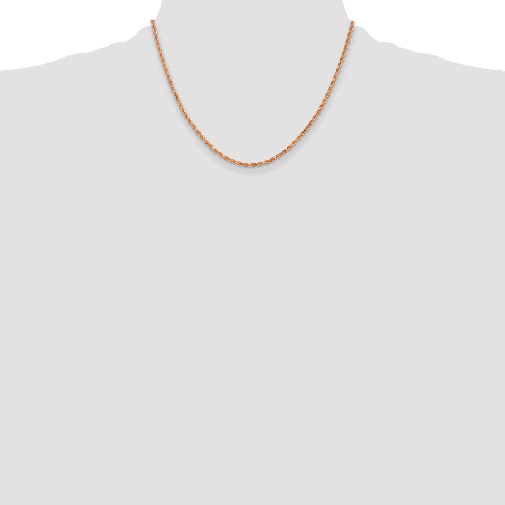 14K Rose Gold 18 inch 2.25mm Diamond-cut Rope with Lobster Clasp Chain