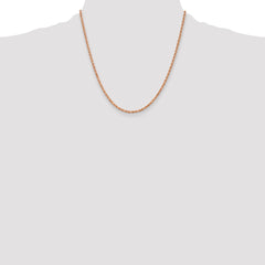 14K Rose Gold 20 inch 2.25mm Diamond-cut Rope with Lobster Clasp Chain