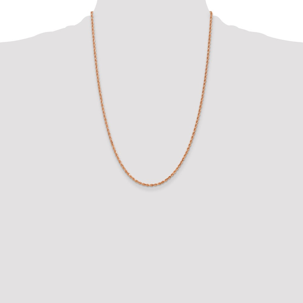 14K Rose Gold 24 inch 2.25mm Diamond-cut Rope with Lobster Clasp Chain