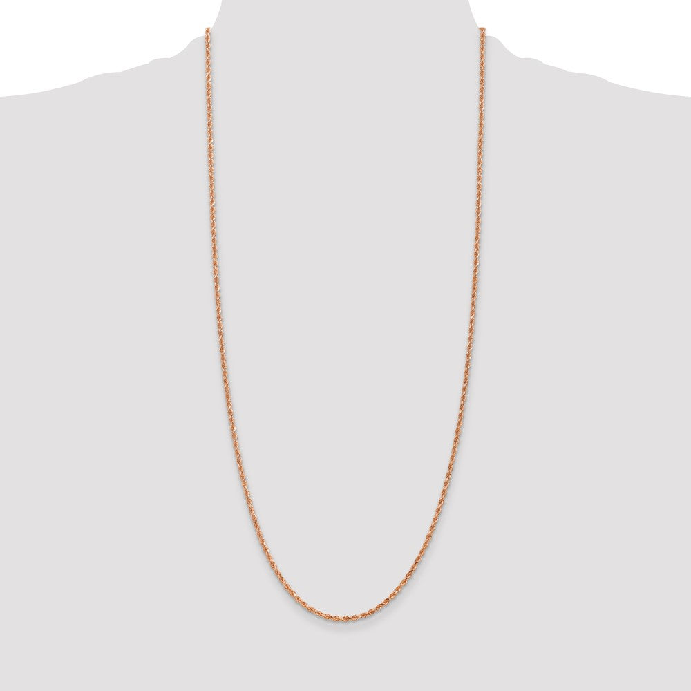 14K Rose Gold 30 inch 2.25mm Diamond-cut Rope with Lobster Clasp Chain