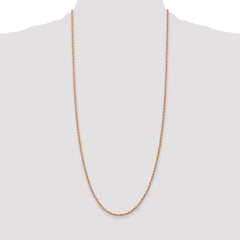 14K Rose Gold 30 inch 2.25mm Diamond-cut Rope with Lobster Clasp Chain