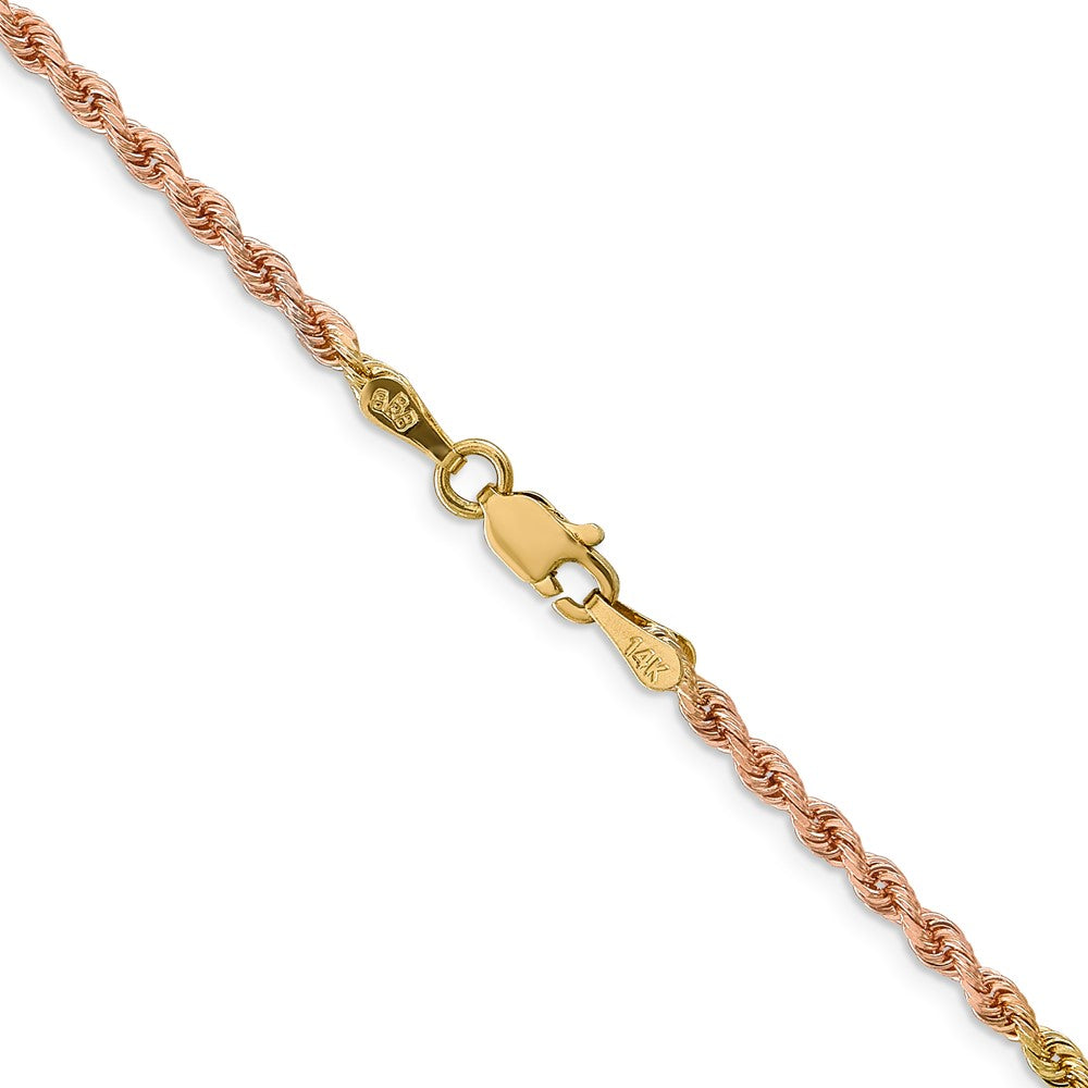 14K Tri-colored 20 inch 2.5mm Diamond-cut Rope with Lobster Clasp Chain