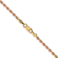 14K Tri-colored 20 inch 2.5mm Diamond-cut Rope with Lobster Clasp Chain