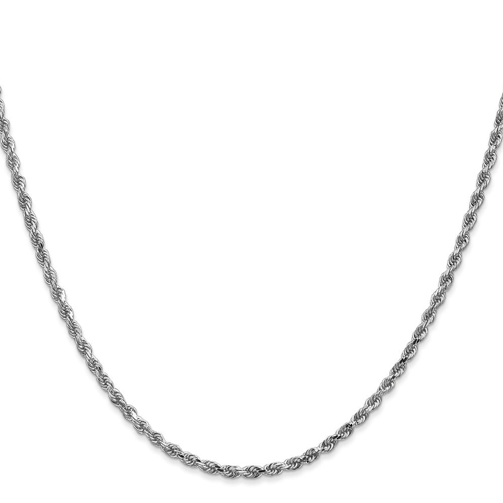 14K White Gold 28 inch 2.25mm Diamond-cut Rope with Lobster Clasp Chain