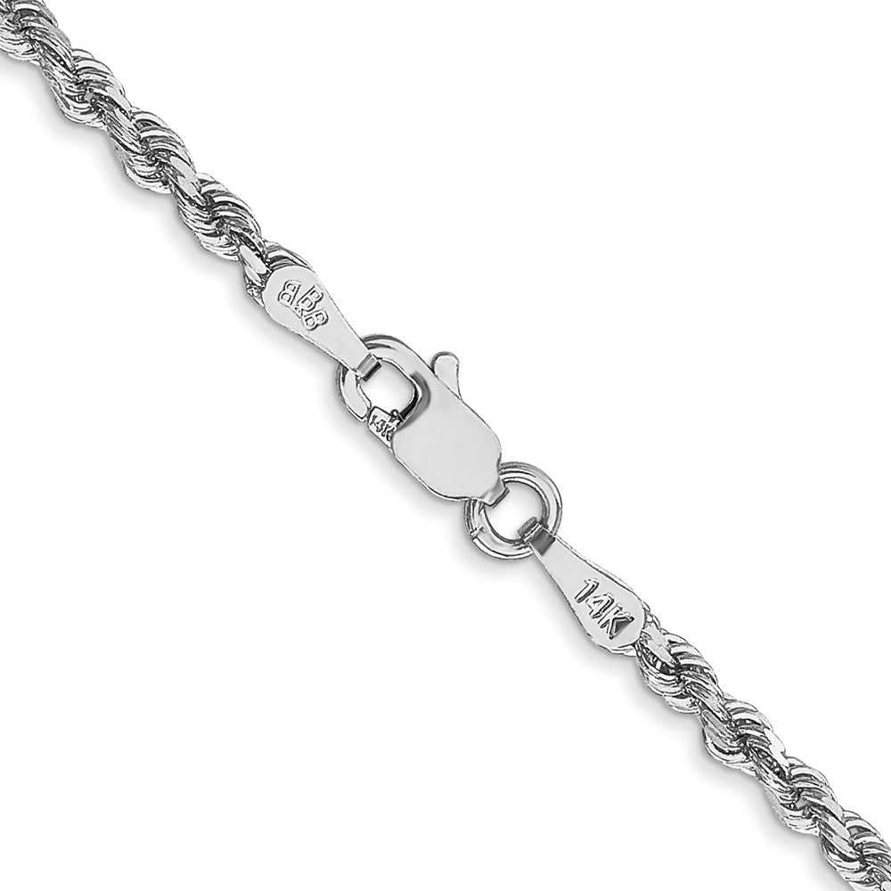 14K White Gold 26 inch 2.25mm Diamond-cut Rope with Lobster Clasp Chain