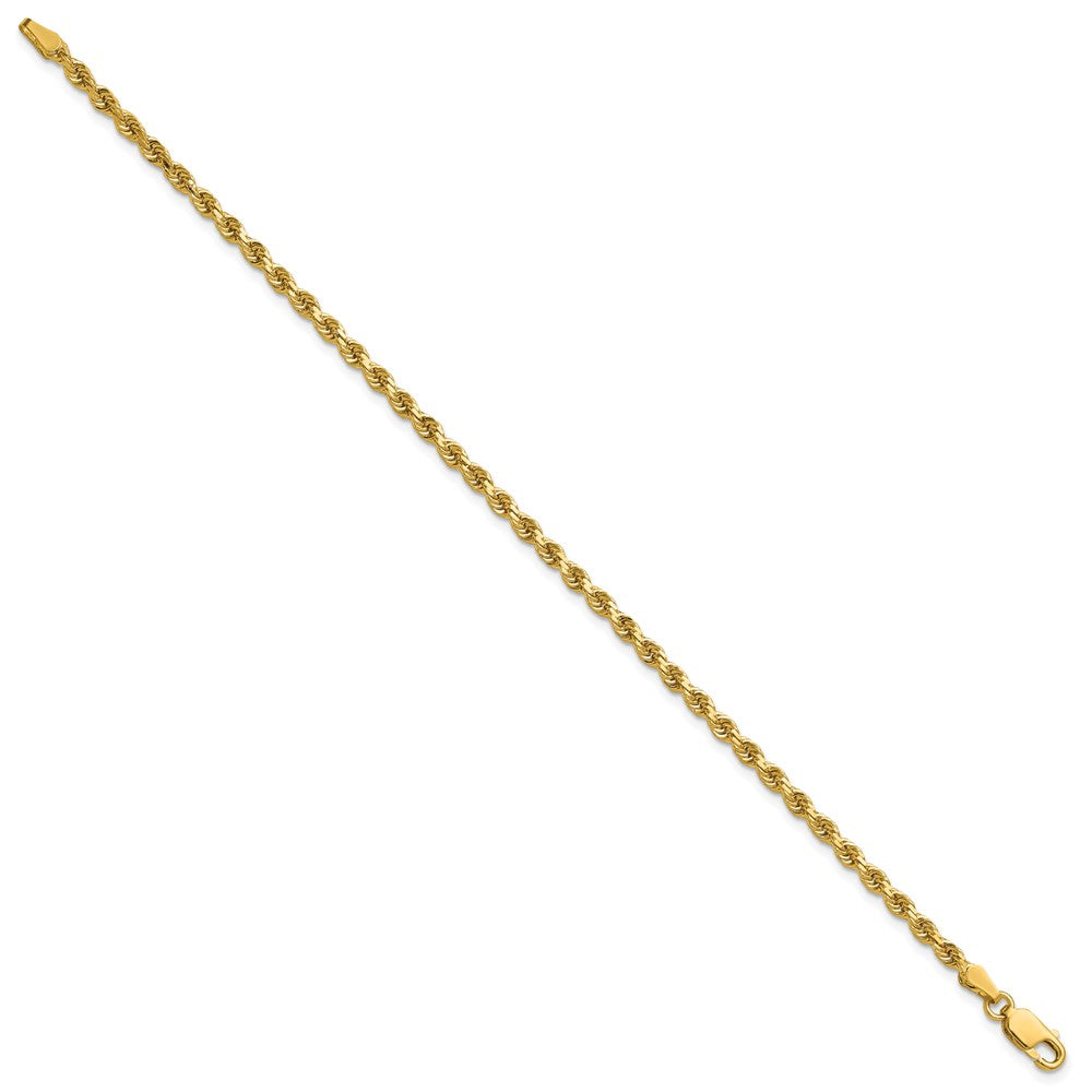 14K 9 inch 2.75mm Diamond-cut Rope with Lobster Clasp Chain