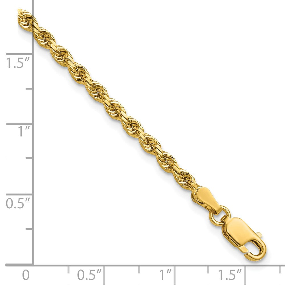 14K 9 inch 2.75mm Diamond-cut Rope with Lobster Clasp Chain