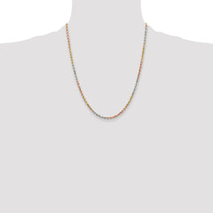 14k Tri-Color 2.9mm D/C Rope Chain