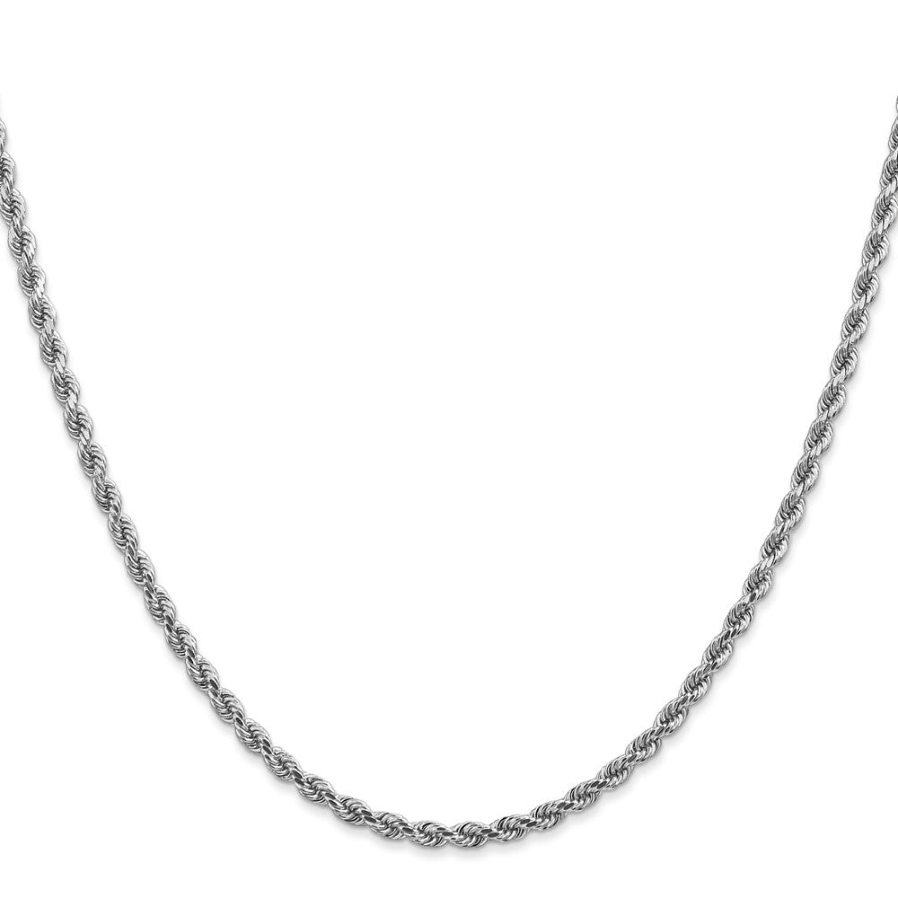 14K White Gold 28 inch 2.75mm Diamond-cut Rope with Lobster Clasp Chain