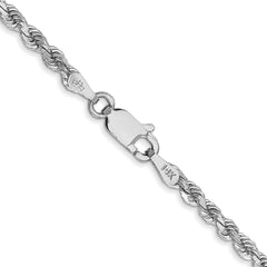 14K White Gold 22 inch 2.75mm Diamond-cut Rope with Lobster Clasp Chain