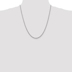 14K White Gold 24 inch 2.75mm Diamond-cut Rope with Lobster Clasp Chain