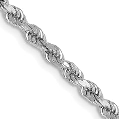 14K White Gold 22 inch 2.75mm Diamond-cut Rope with Lobster Clasp Chain