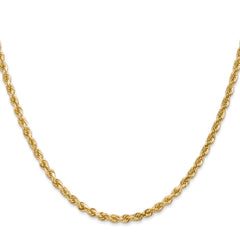 14K 20 inch 3mm Diamond-cut Rope with Lobster Clasp Chain