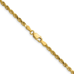 14K 26 inch 3mm Diamond-cut Rope with Lobster Clasp Chain