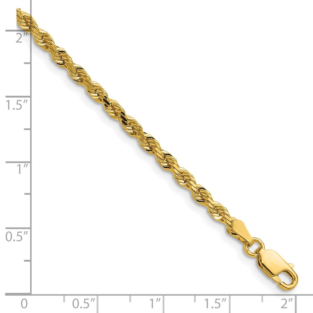 14K 24 inch 3mm Diamond-cut Rope with Lobster Clasp Chain