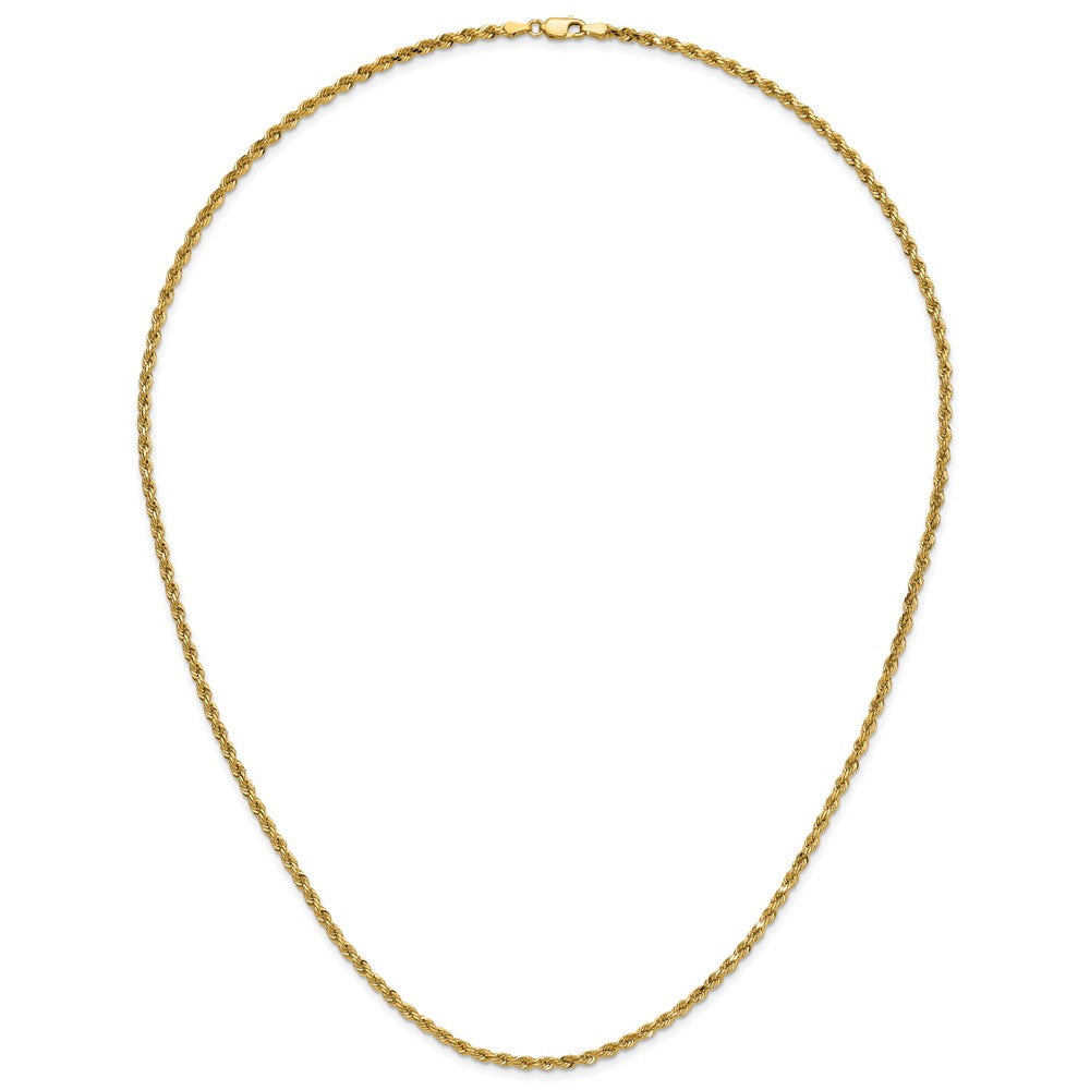 14K 24 inch 3mm Diamond-cut Rope with Lobster Clasp Chain