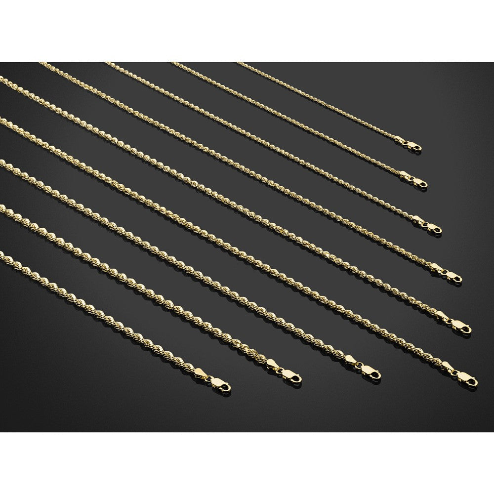 14K 24 inch 3mm Diamond-cut Rope with Lobster Clasp Chain