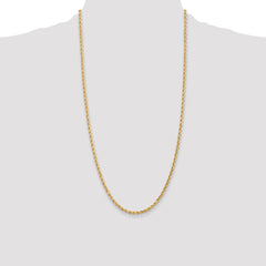 14K 28 inch 3mm Diamond-cut Rope with Lobster Clasp Chain