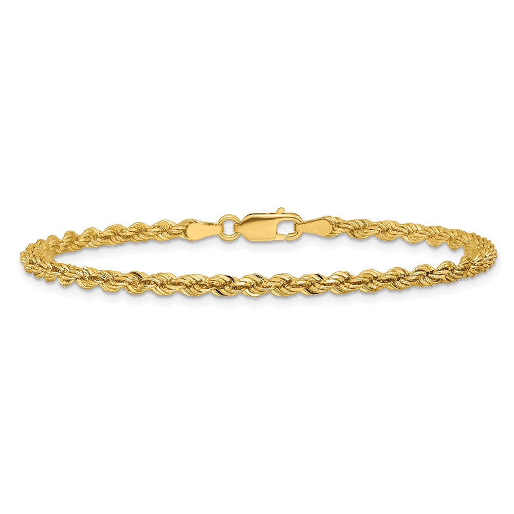 14K 9 inch 3mm Diamond-cut Rope with Lobster Clasp Chain