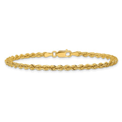 14K 9 inch 3mm Diamond-cut Rope with Lobster Clasp Chain
