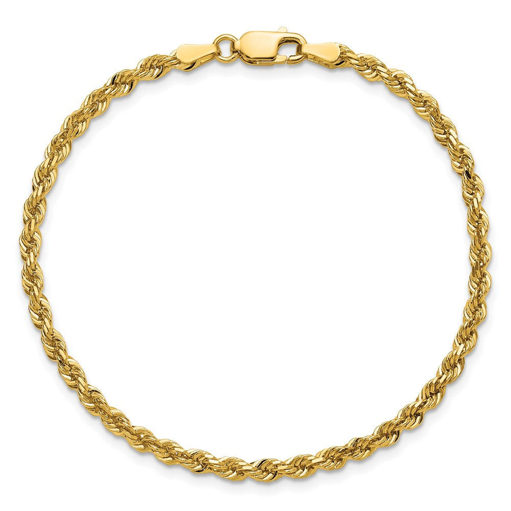 14K 9 inch 3mm Diamond-cut Rope with Lobster Clasp Chain