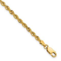 14K 9 inch 3mm Diamond-cut Rope with Lobster Clasp Chain