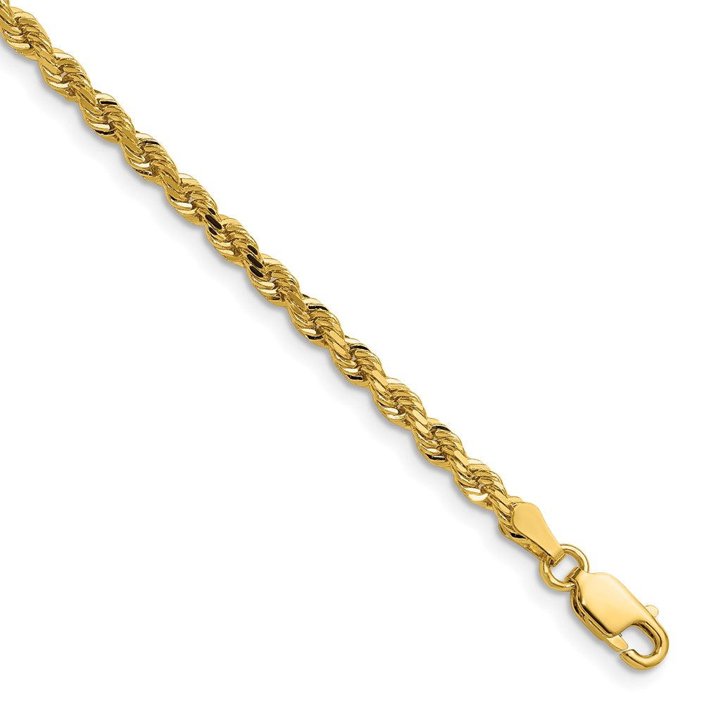14K 24 inch 3mm Diamond-cut Rope with Lobster Clasp Chain