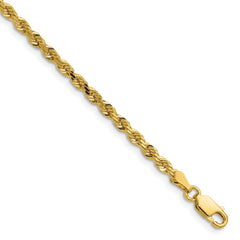 14K 24 inch 3mm Diamond-cut Rope with Lobster Clasp Chain