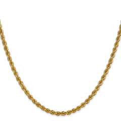 14K 30 inch 3mm Regular Rope with Lobster Clasp Chain